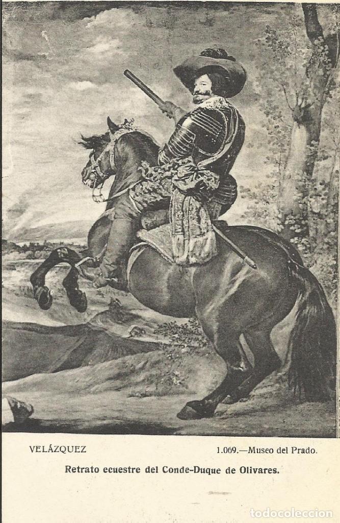 Postales: Vel&aacute;zquez. Retrato ecuestre del Conde-Duque de Olivares. 1069. Museo del Prado. J. Lacoste. Postal.