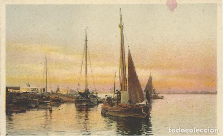 Postcards: Velero y mar en calma. WH B. 1907. 9x14 cm. Escrita. Postal.