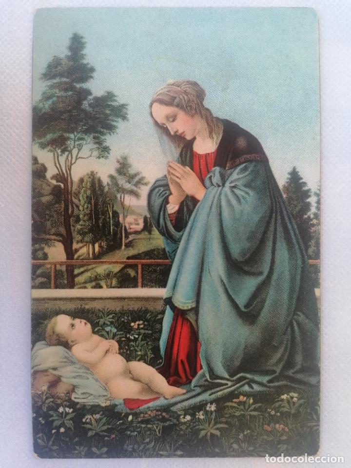 Postales: ANTIGUA POSTAL, LA SANTA VIRGEN ADORANDO AL NI&Ntilde;O JES&Uacute;S POR FILIPPINO LIPPI , EDITA STENGEL, ORIGINAL
