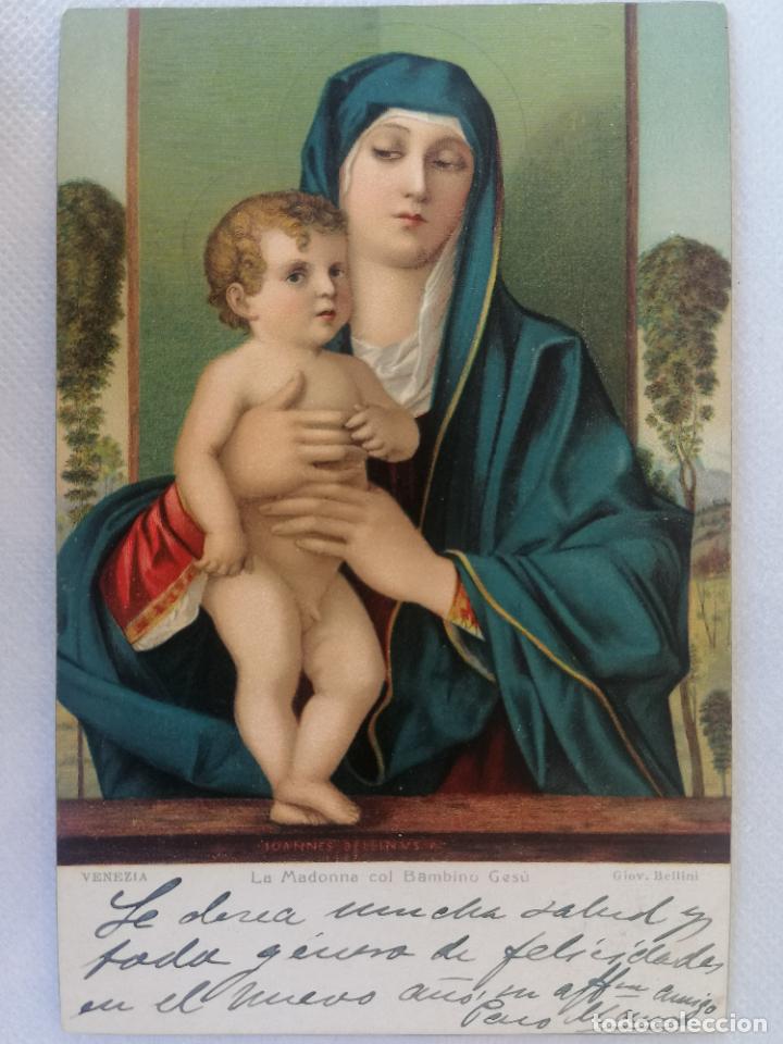 Postales: ANTIGUA POSTAL, LA VIRGEN CON EL NI&Ntilde;O JES&Uacute;S, PINTOR GIOV BELLINI, VENEZIA, A&Ntilde;OS 20