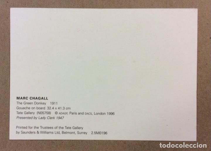 Postales: MARC CHAGALL &ldquo;THE GREEN DONKEY&rdquo;. POSTAL SIN CIRCULAR TATE GALLERY. - Foto 2