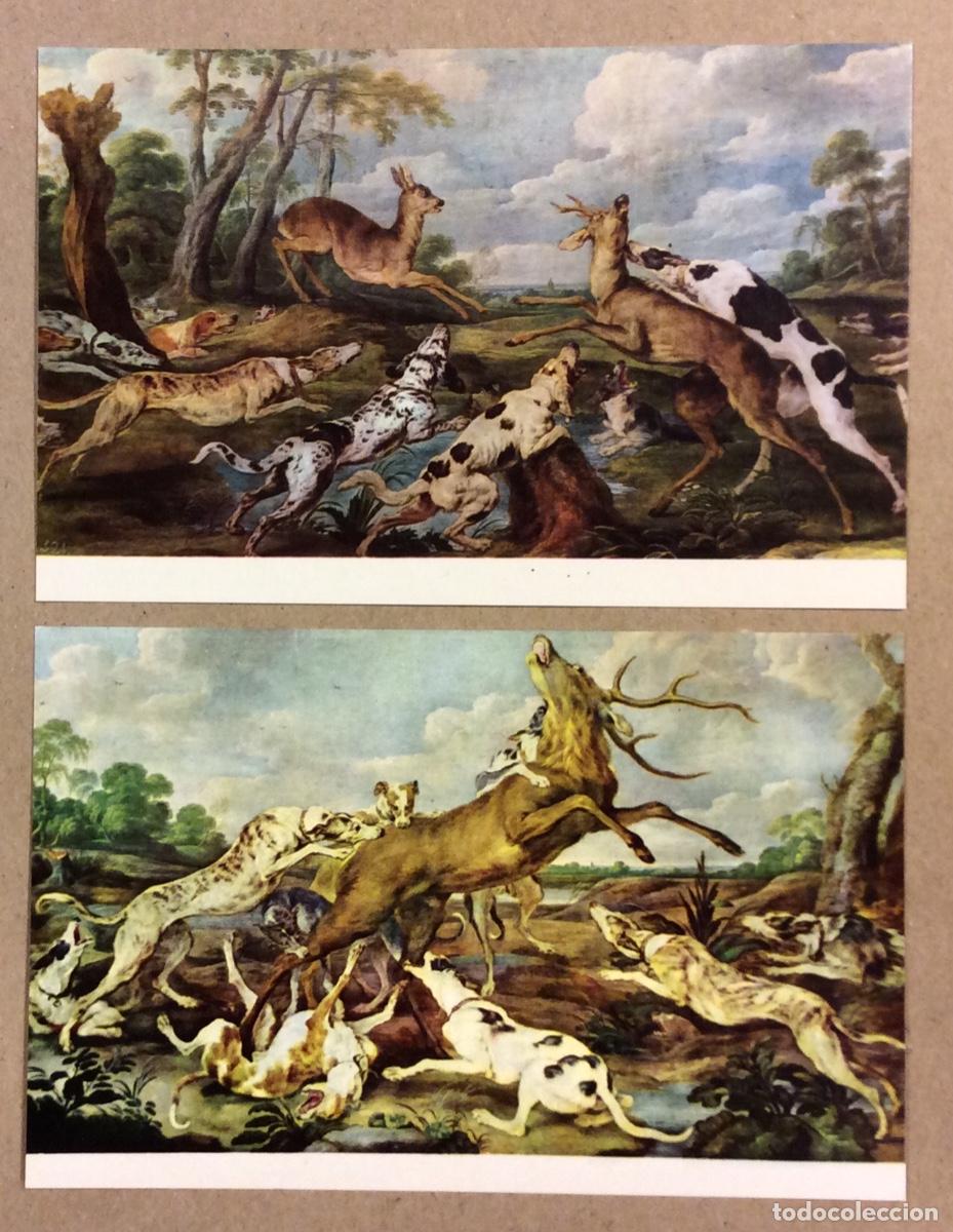 Postkarten: PAUL DE VOS &ldquo;CACER&Iacute;A DE CORZOS&rdquo; y &ldquo;CIERVO ACOSADO POR LA JAUR&Iacute;A&rdquo;. 2 POSTALES SIN CIRCULAR MUSEO DEL