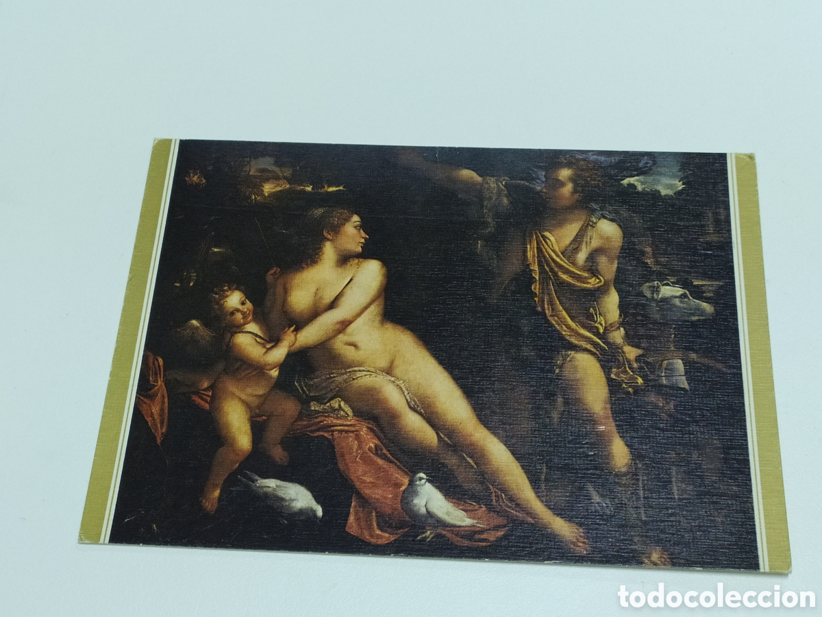 Postales: N&ordm; 213 ANIBAL CARACCI 1560-1609 VENUS Y ADONIS - MUSEO DEL PRADO 2631 - ED. FISA ESCUDO DE ORO - S/C