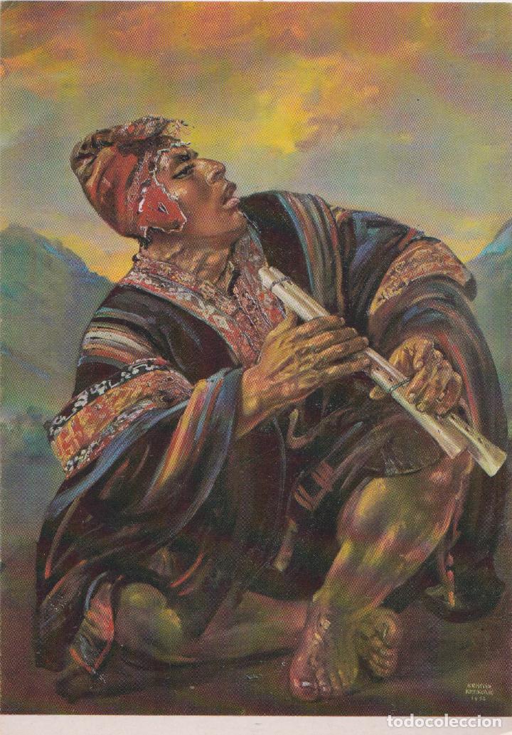 Postkarten: POSTAL DE LA OBRA DE KRISTIAN KREKOVIC, EL TOCADOR DE QUENA &ndash; ESCUDO DE ORO &ndash; S/C