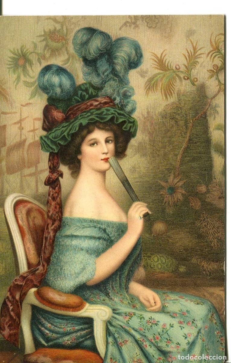 Cartes Postales: MUJER CON ABANICO--Stengel & Co. n&ordm; 29965-A&Ntilde;O 1909- MADE IN GERMANY