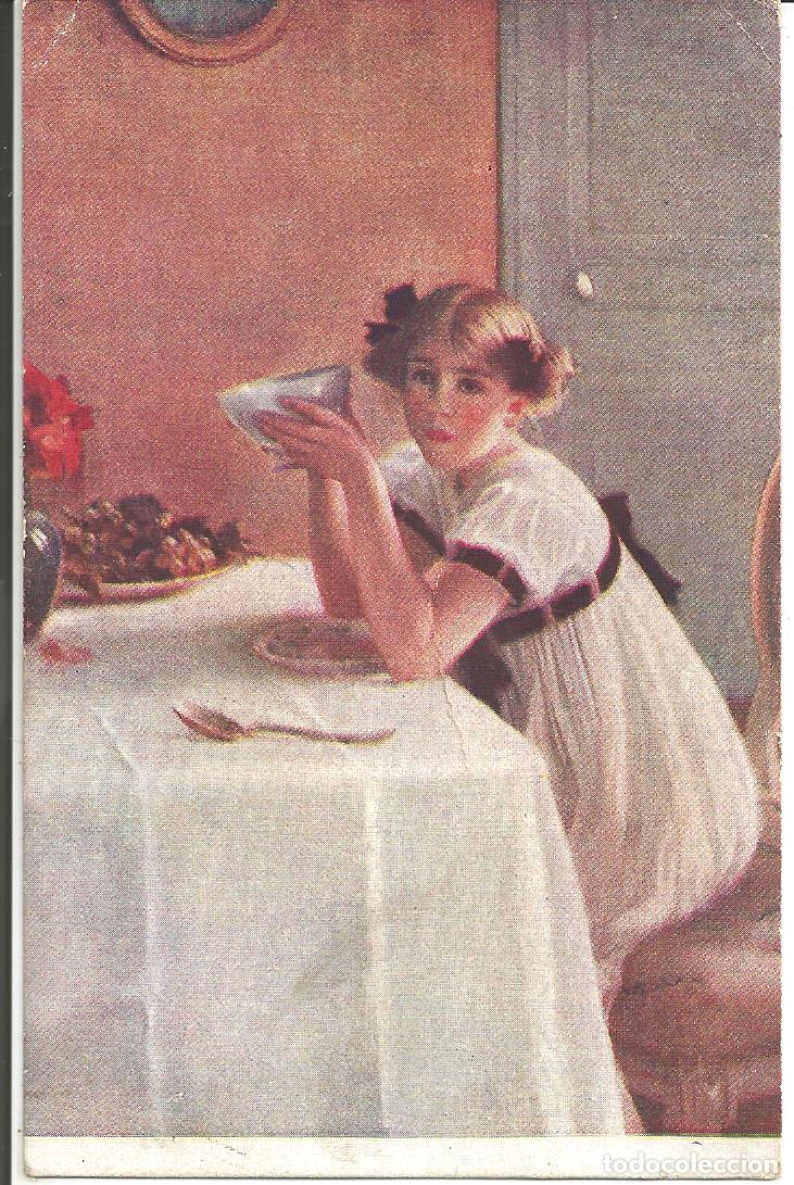 Postais: POSTAL *LA MERIENDA* - MUENIER PIN. - ED. ANDRES MIR N&ordm; 13 - CIRCULADA 1919