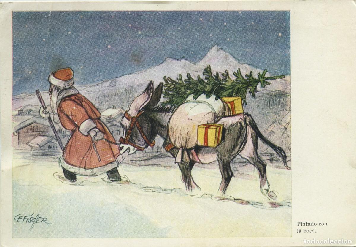 Postales: N&ordm; 2110-NOEL PEREGRINO. Original pintado con la boca por Cefischer. 1961. Sin circular. ED. ARTIS-MU