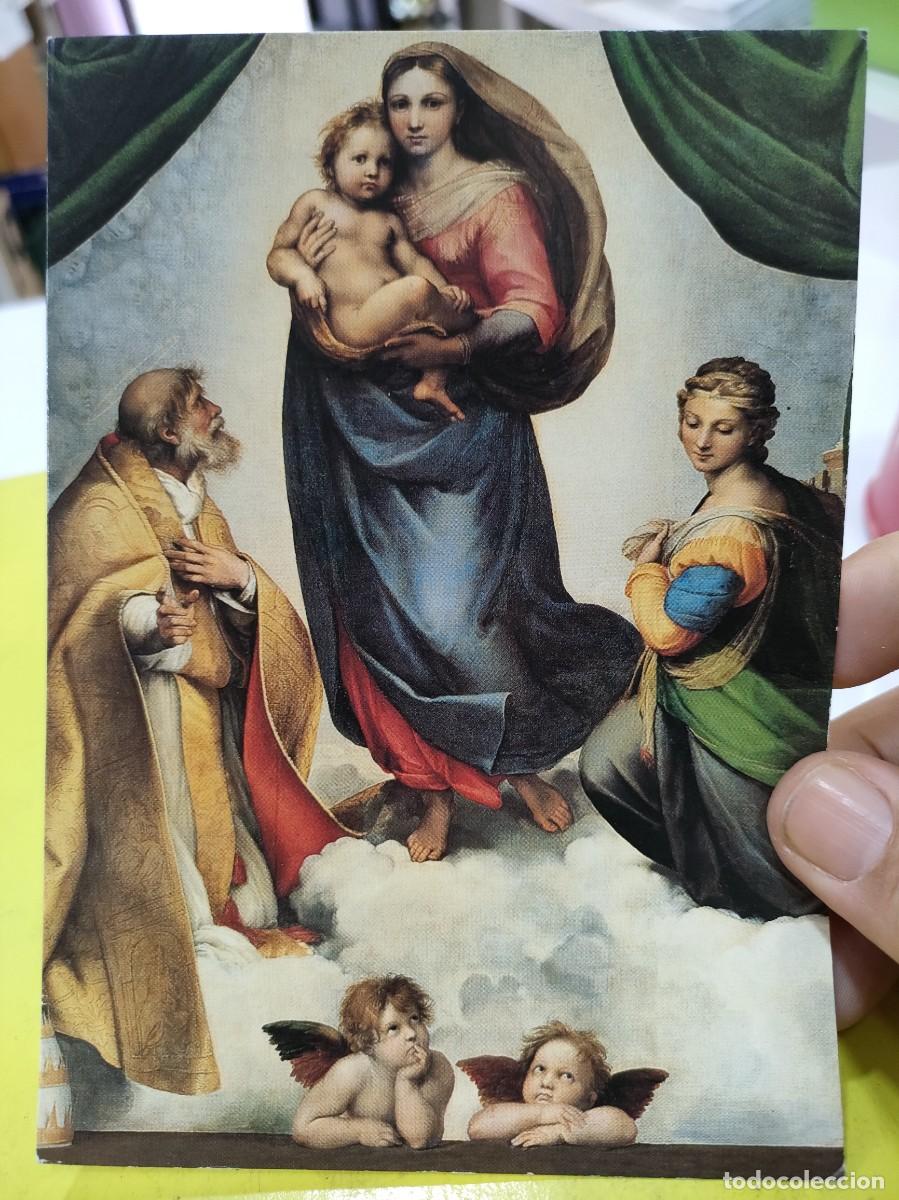 Postales: Felicitaci&oacute;n MADONNA SISTINA Raphael 1483-1520 UNICEF SC esquinas pel&iacute;n tocadas