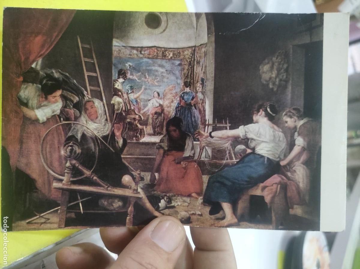 Postales: Postal VEL&Aacute;ZQUEZ Las Hilanderas MUSEO DEL PRADO 1983 escrita arrugada