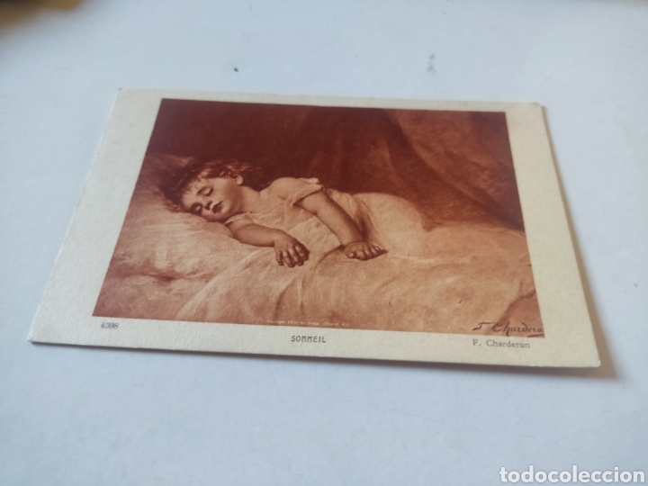 Postais: Postal antigua dibujo ni&ntilde;a durmiendo F,Charderon