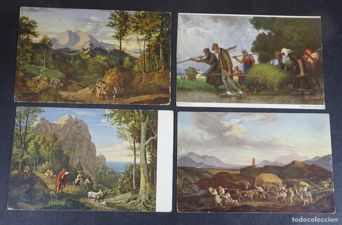 Postales: LOTE DE 4 ANTIGUAS POSTALES CPA, ARTE, PAISAJES, CUADROS, VER FOTOS