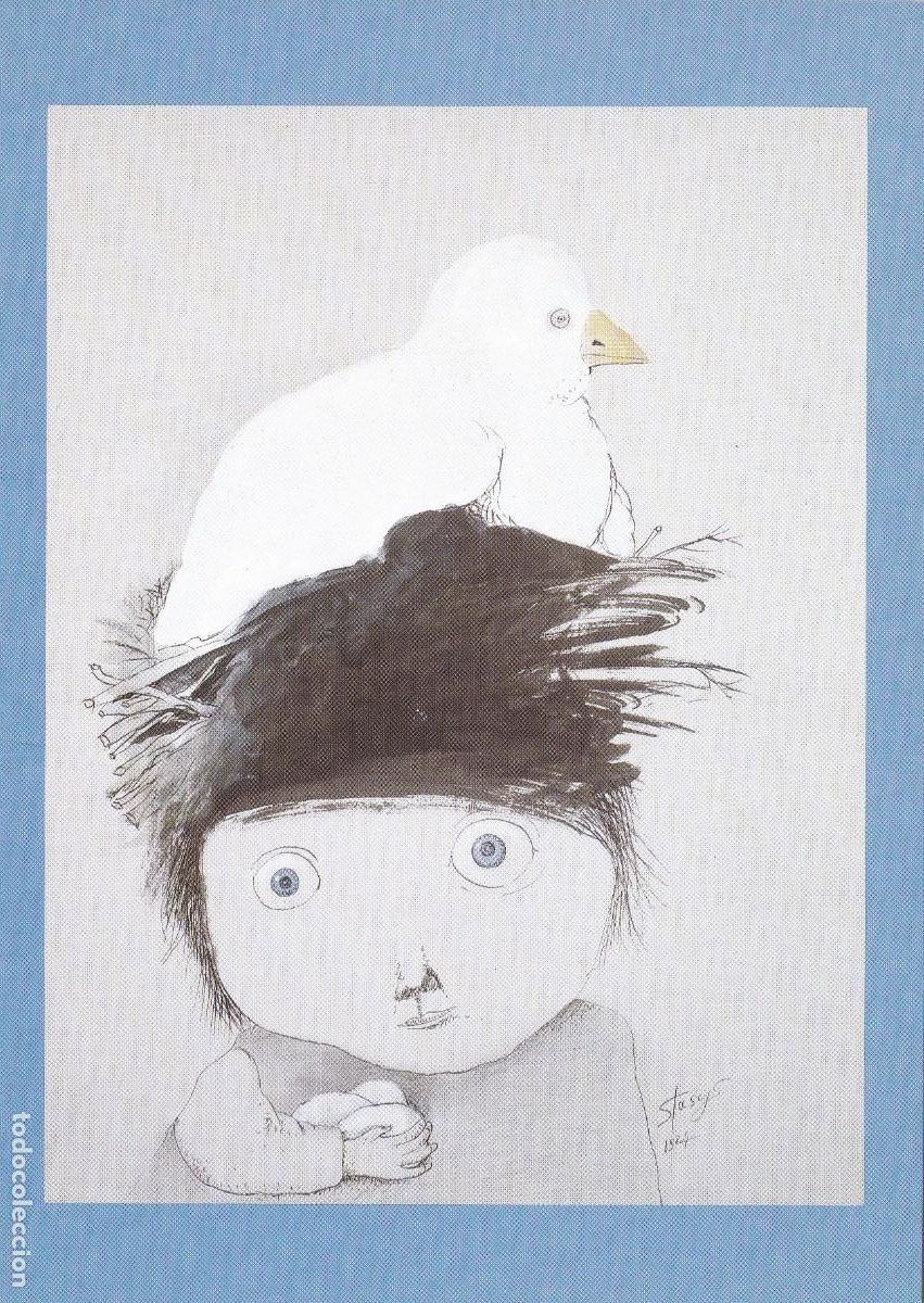 Postkarten: TARJETA D&Iacute;PTICO UNICEF. N&ordm; 8059. STASYS EIDRIGEVICIUS. SIN T&Iacute;TULO (CONCURSO CARTELES AIJ 1985)