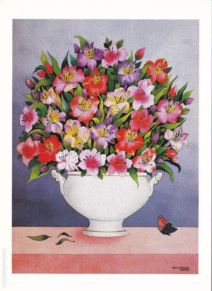 Postcards: TARJETA D&Iacute;PTICO UNICEF. N&ordm; 9271. MAR&Iacute;A CRISTINA POSADA. FLORAL