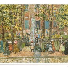 Postales: COURT YARD, WEST END LIBRARY, BOSTON • MAURICE PRENDERGAST - WATERCOLOR AND GRAPHITE ON WOVE PAPER