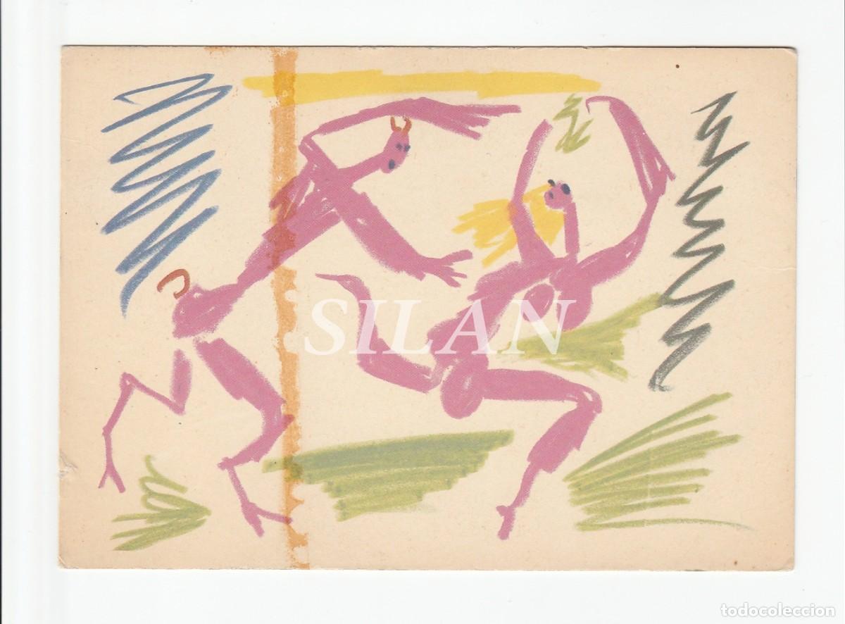 Postais: Postal Picasso , S&aacute;tiro persiguiendo una mujer, impresa en Francia 1988