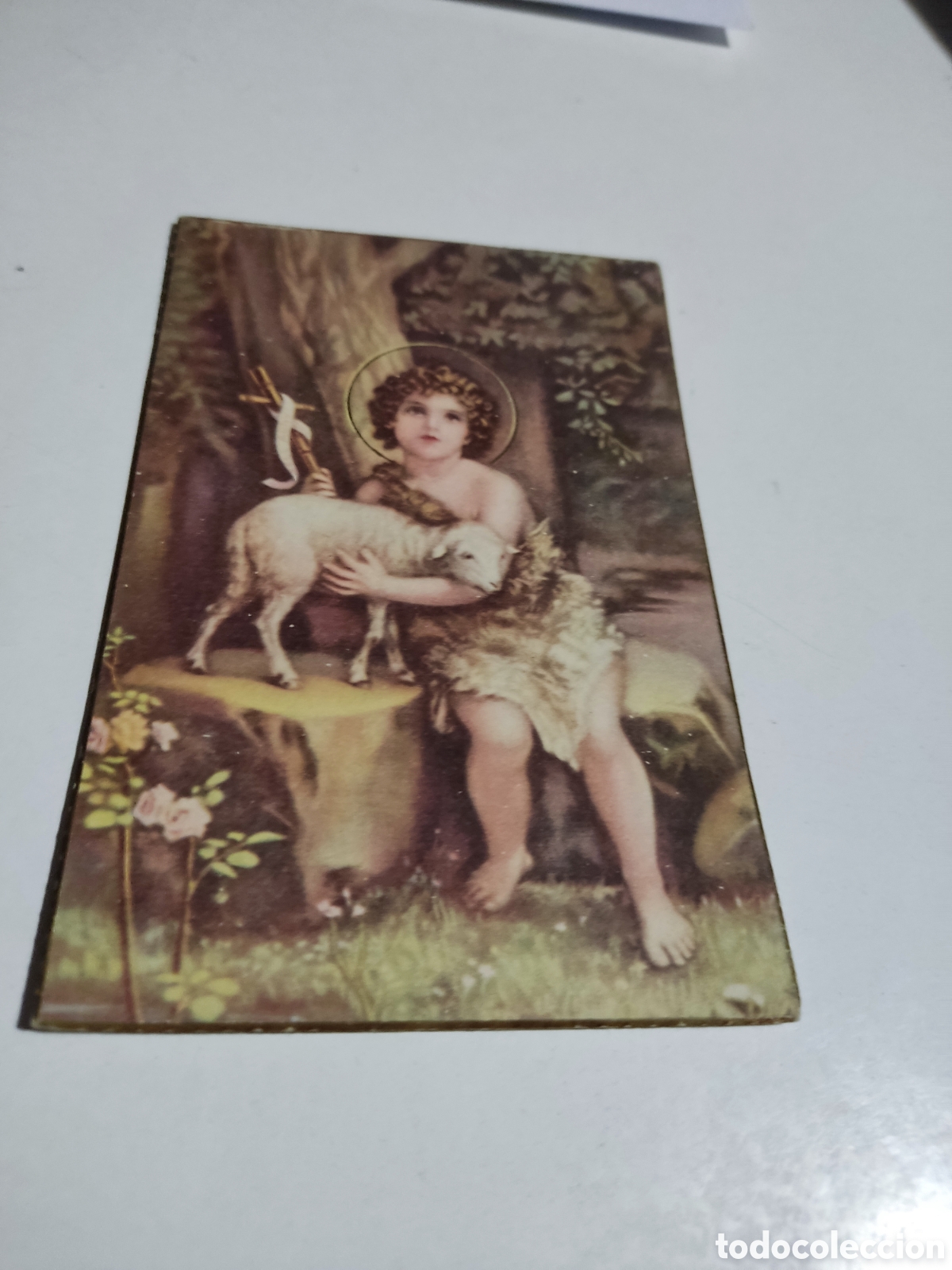 Postales: Postal antigua dibujo ni&ntilde;o Jes&uacute;s y cordero
