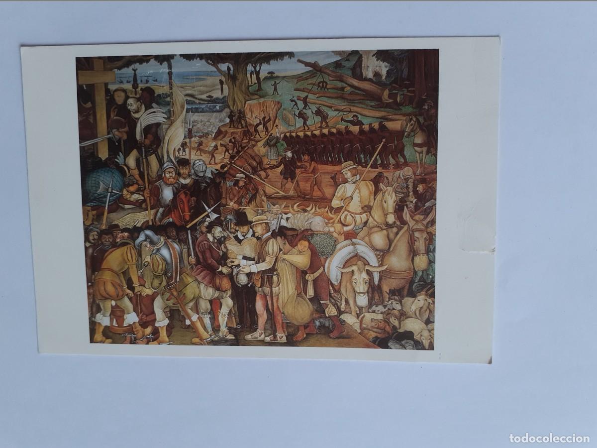 Postales: POSTAL - DIEGO RIVERA EL ARRIBO DE HERN&Aacute;N CORT&Eacute;S - ESCRITA - Foto 1