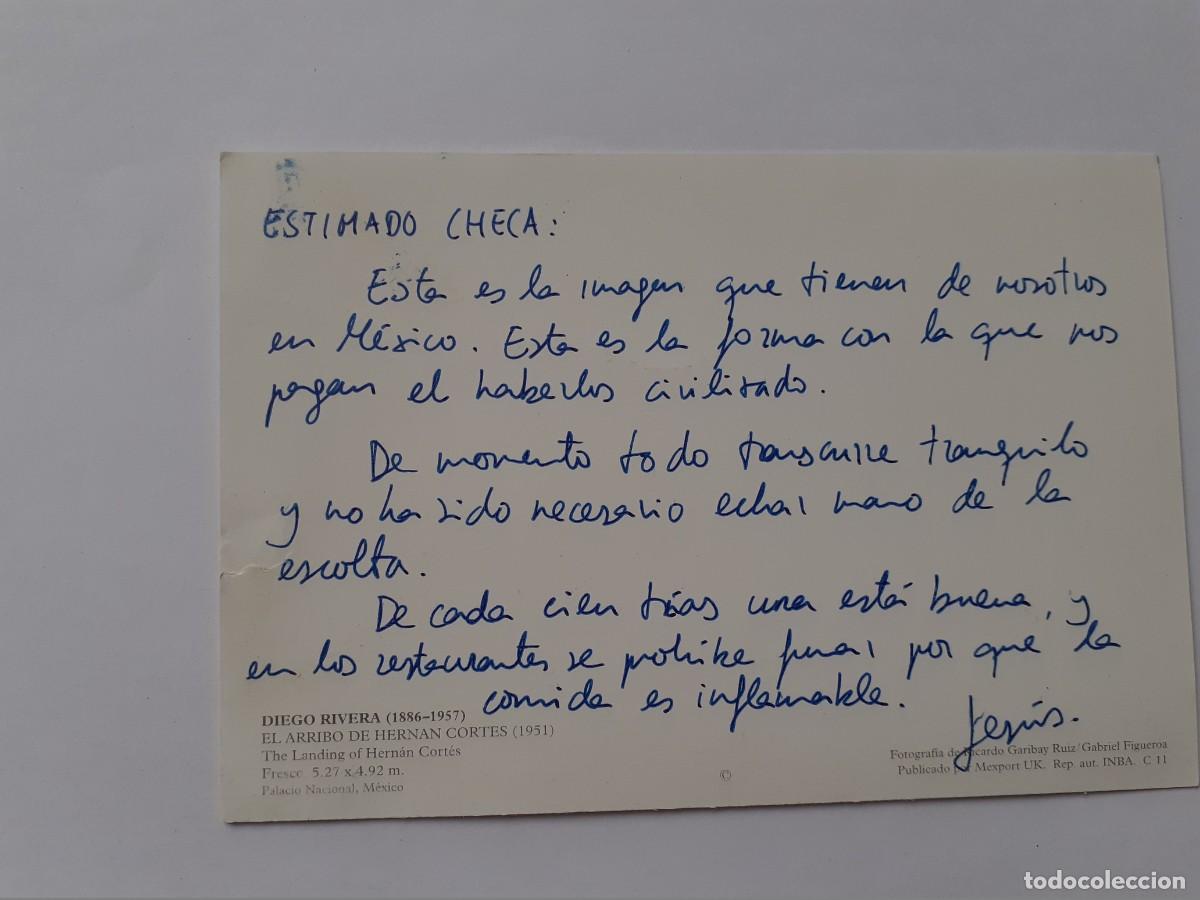 Postales: POSTAL - DIEGO RIVERA EL ARRIBO DE HERN&Aacute;N CORT&Eacute;S - ESCRITA - Foto 2