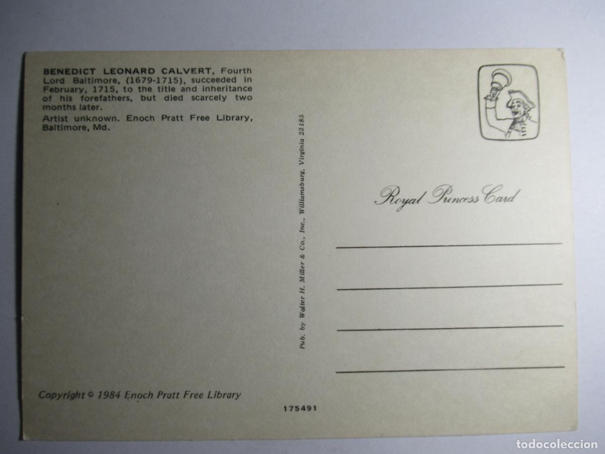 Postales: Benedict Leonard Calvert - Fourth Lord Baltimore - Foto 2