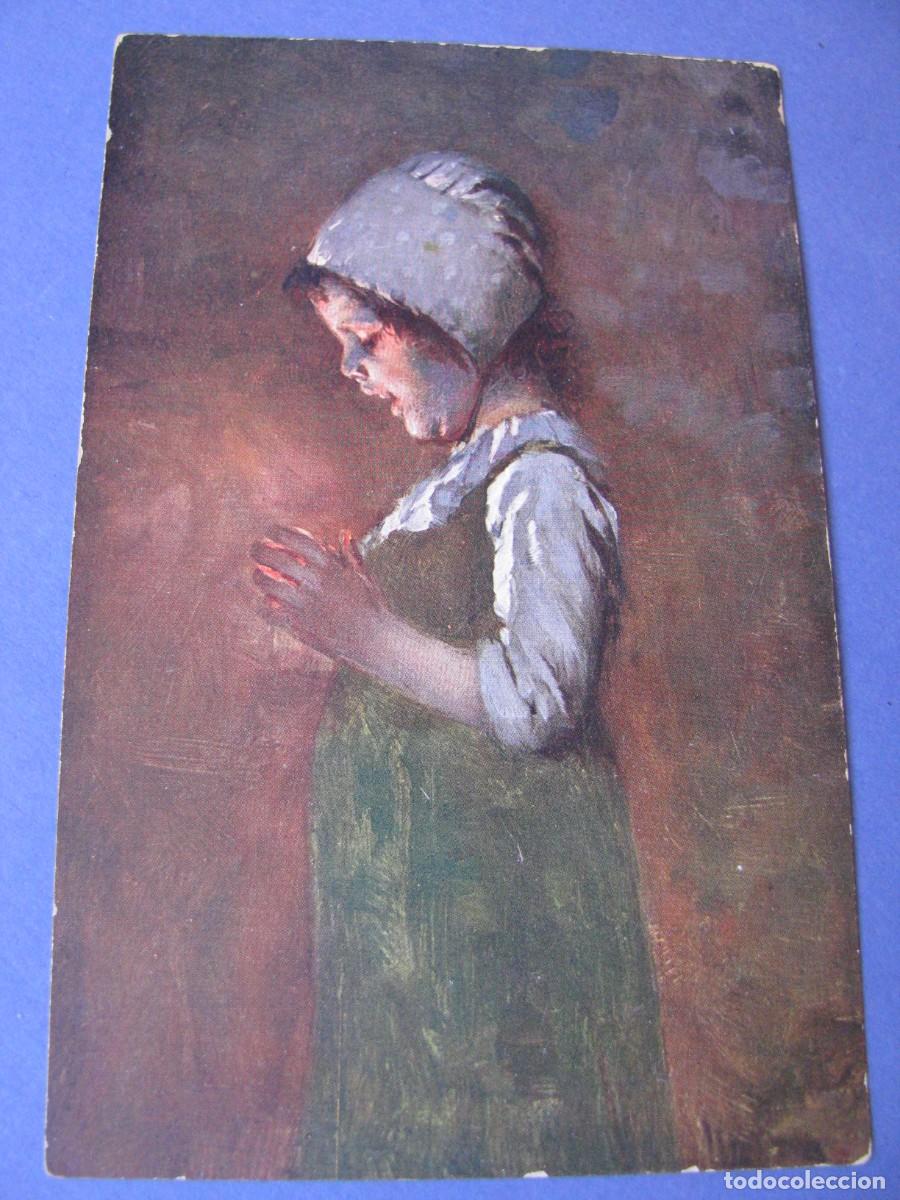 Postais: ANTIGUA POSTAL DE LA OBRA HERMANN KAULBACH. NI&Ntilde;A CON JUEGO PELIGROSO. ESCRITA. DESPEGADA.