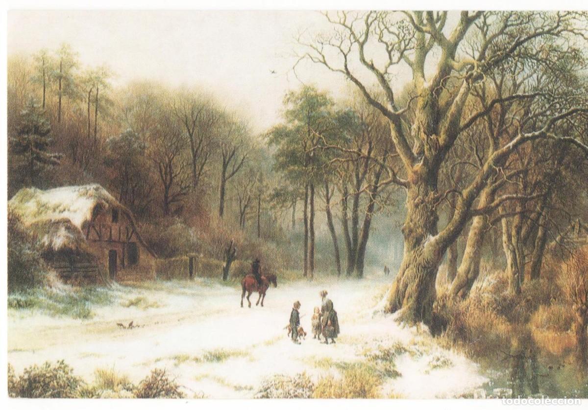 Postales: Tarjeta francesa de &rdquo;Paisaje de Invierno&rdquo; de Koekkoek- 9x14 cm-