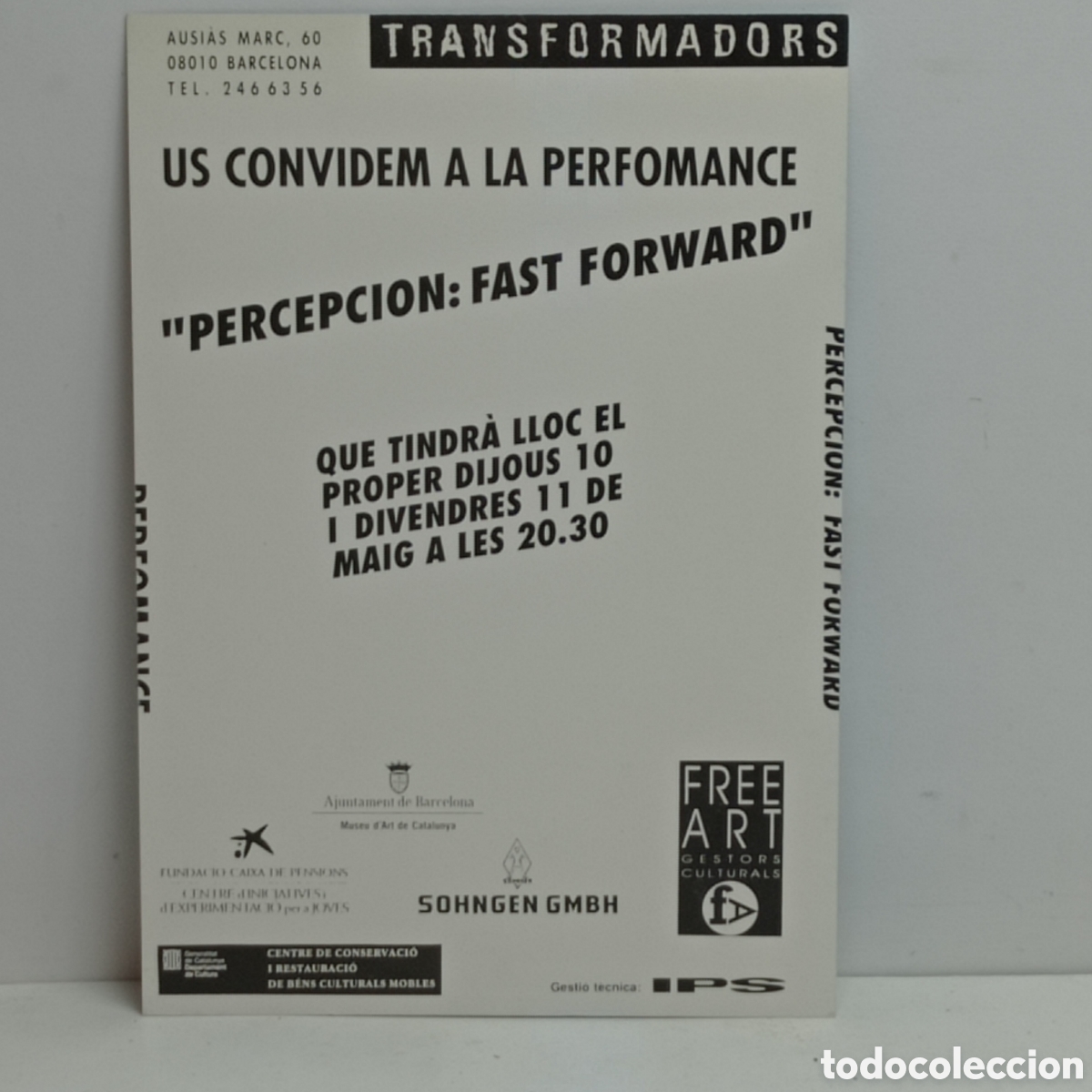 Postales: PERCEPCION:FAST FORWARD,DAS SYNTHETISCHE MISCHGEWEBE (TRANSFORMADORS, BCN 2a MITAD 80S) - Foto 2