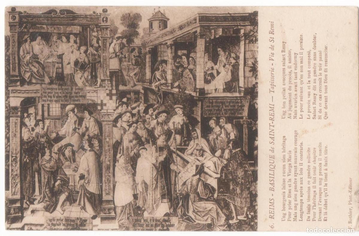Postcards: Postal principios del XX -T&aacute;piz-Reims-Bas&iacute;lica de Sant-Remi-Vida de San Remi-