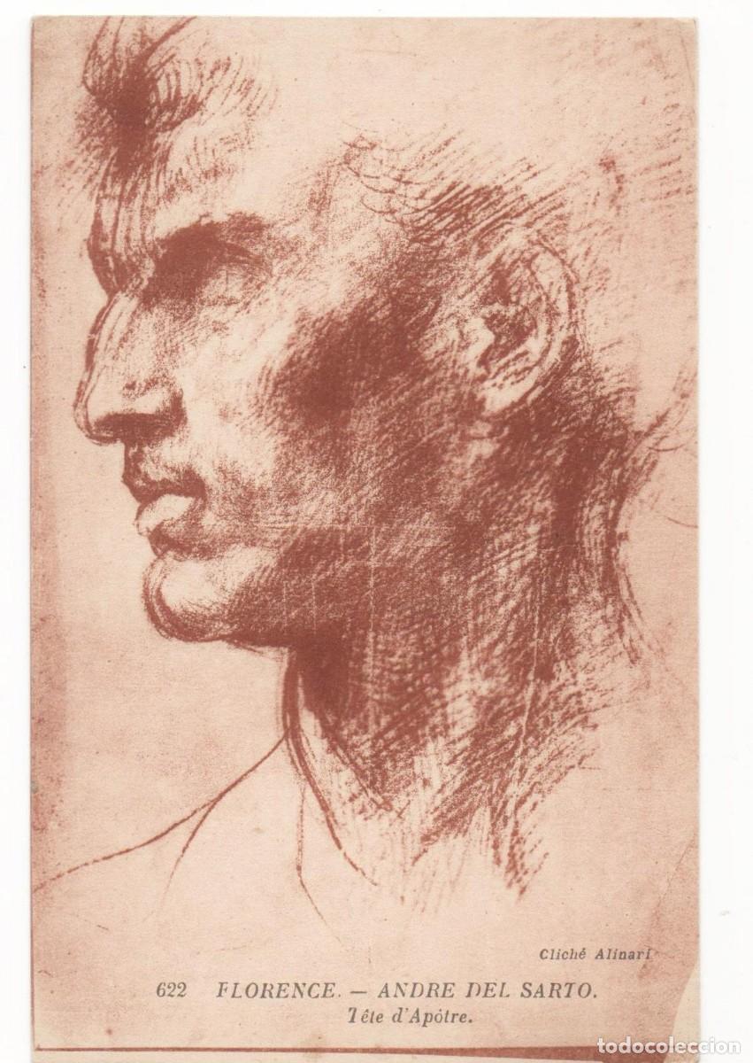 Postais: Postal principios del XX -Pintura- Florencia- Andr&eacute; de Sarto- Cabeza de apostol-