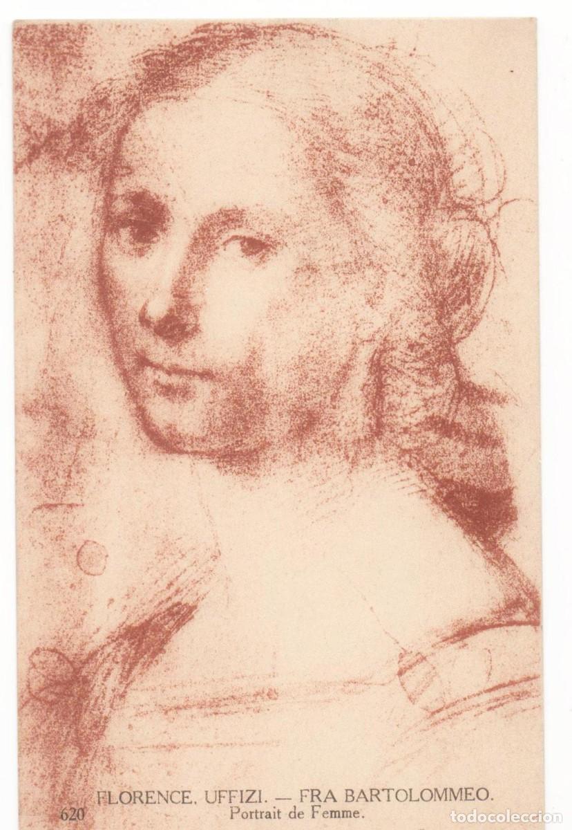 Cartes Postales: Postal principios del XX -Pintura- Florencia- Uffizi-Fra Bartolomeo-Retrato de mujer-