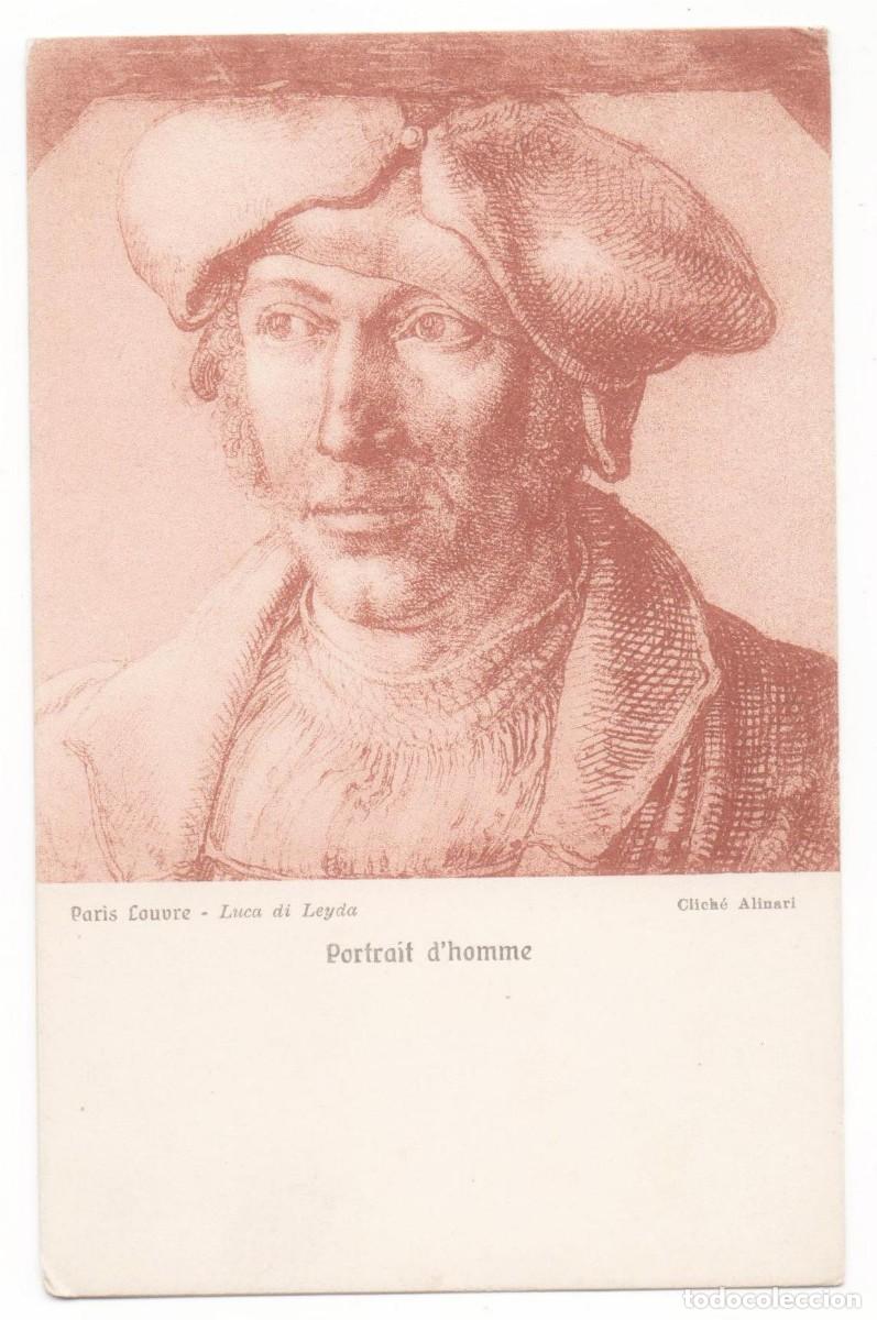 Postcards: Postal principios del XX -Pintura- Louvre-Luca di Leyda-Retrato de Hombre-