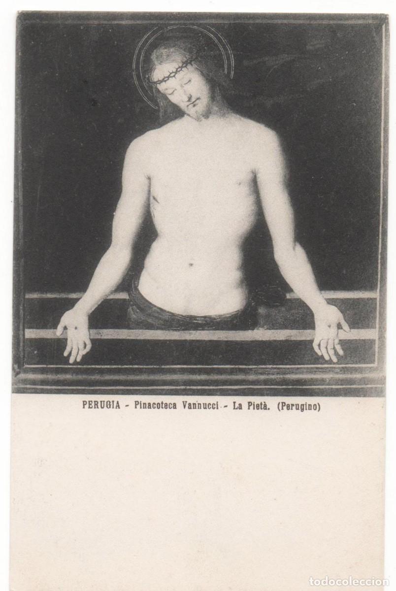 Cartes Postales: Postal principios del XX -Perugia-Pinacoteca Vannucci-La Piedad-Perugino-sin circular
