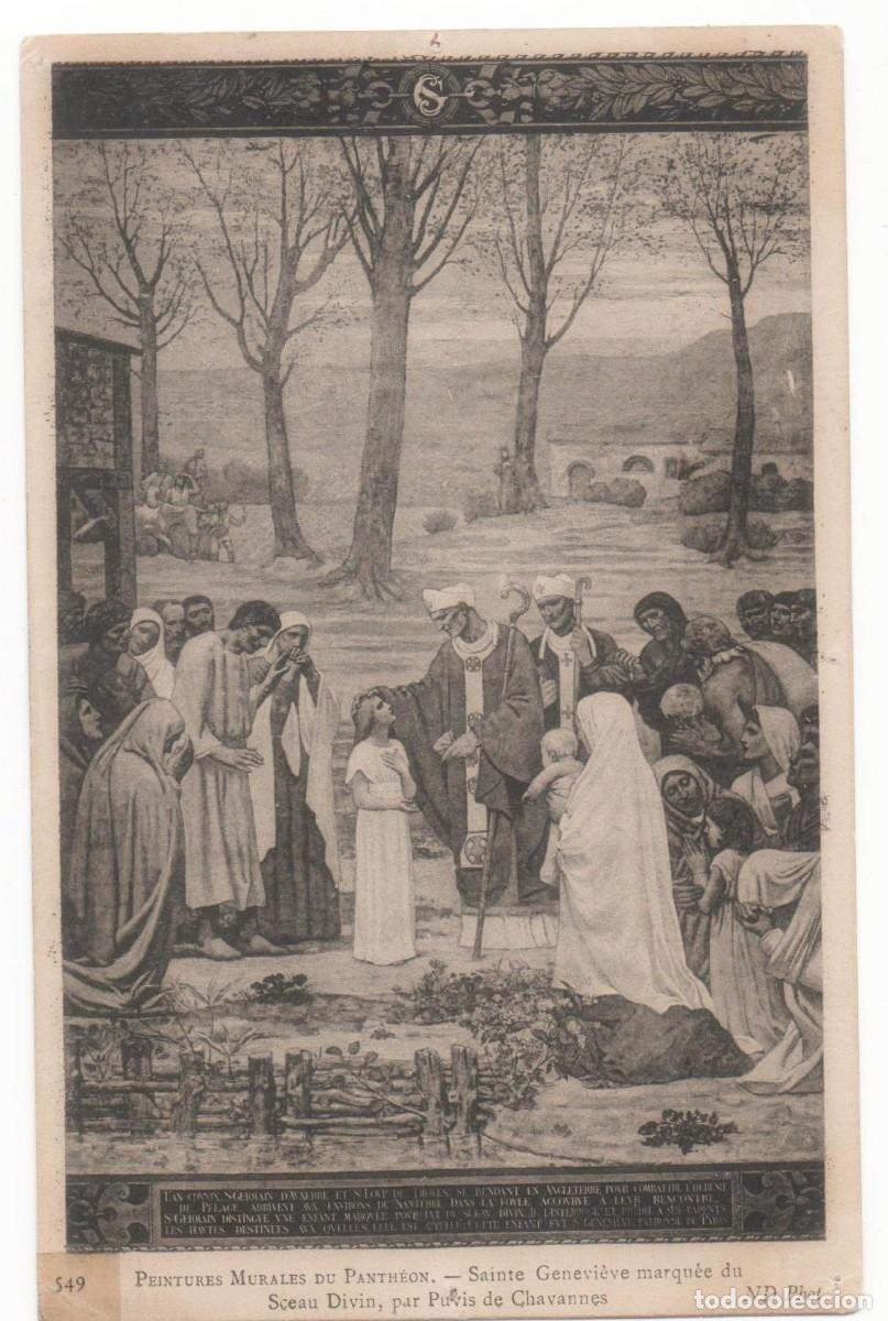 Postais: Postal principios del XX-Pinturas Murales del Pante&oacute;n-Puvis de Chavannes-circulada-