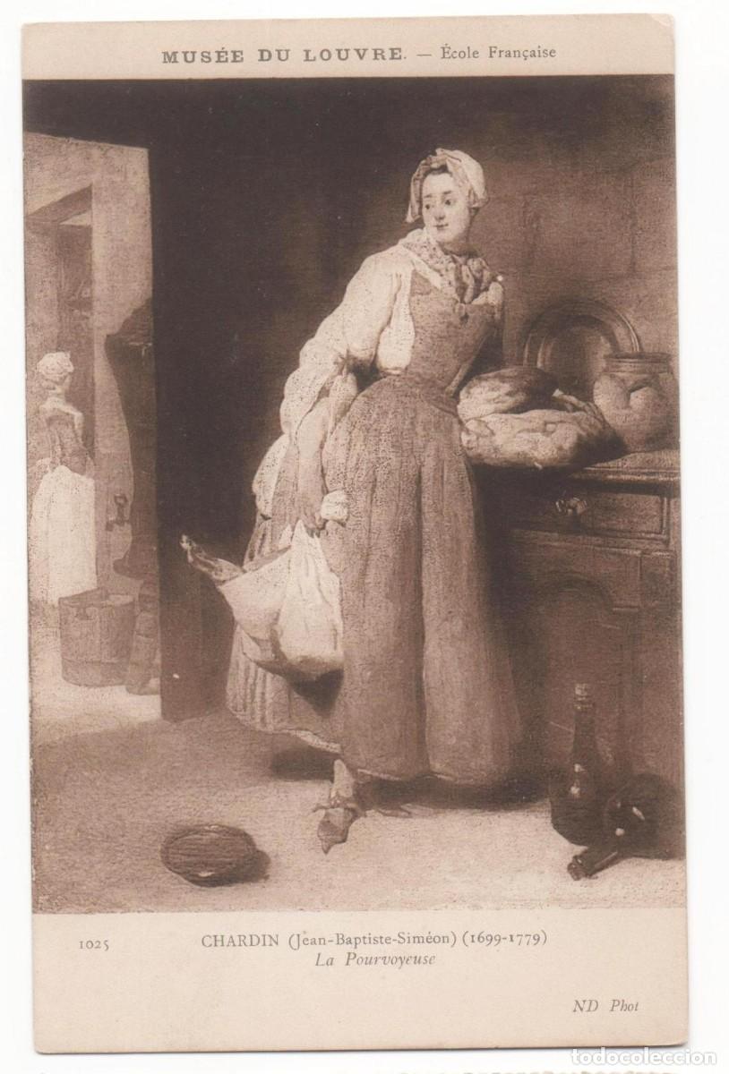 Postales: Postal principios del XX-Museo del Louvre-Chardin-La proveedora- sin circular-
