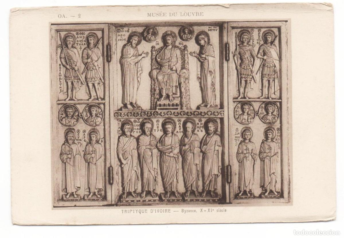 Cartoline: Postal principios del XX-Tr&iacute;ptico de Marfil-Museo del Louvre-sin circular-