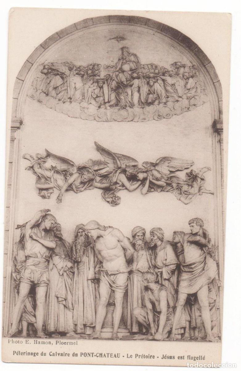 Cartes Postales: Postal principios del XX-Escultura- Peregrinaje al Calvario de Pont-Chateau-sin circular-
