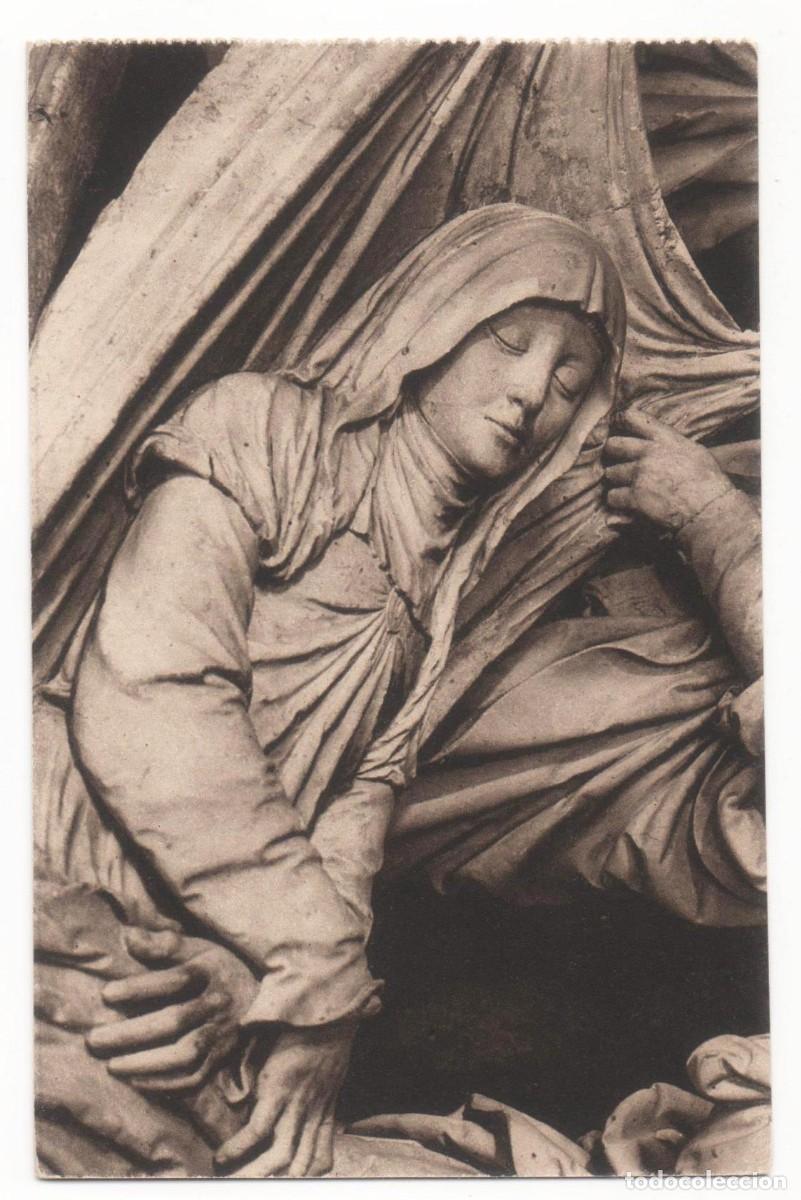 Postais: Postal principios del XX-Escultura- Solesmes-La Virgen en su sudario-sin circular-