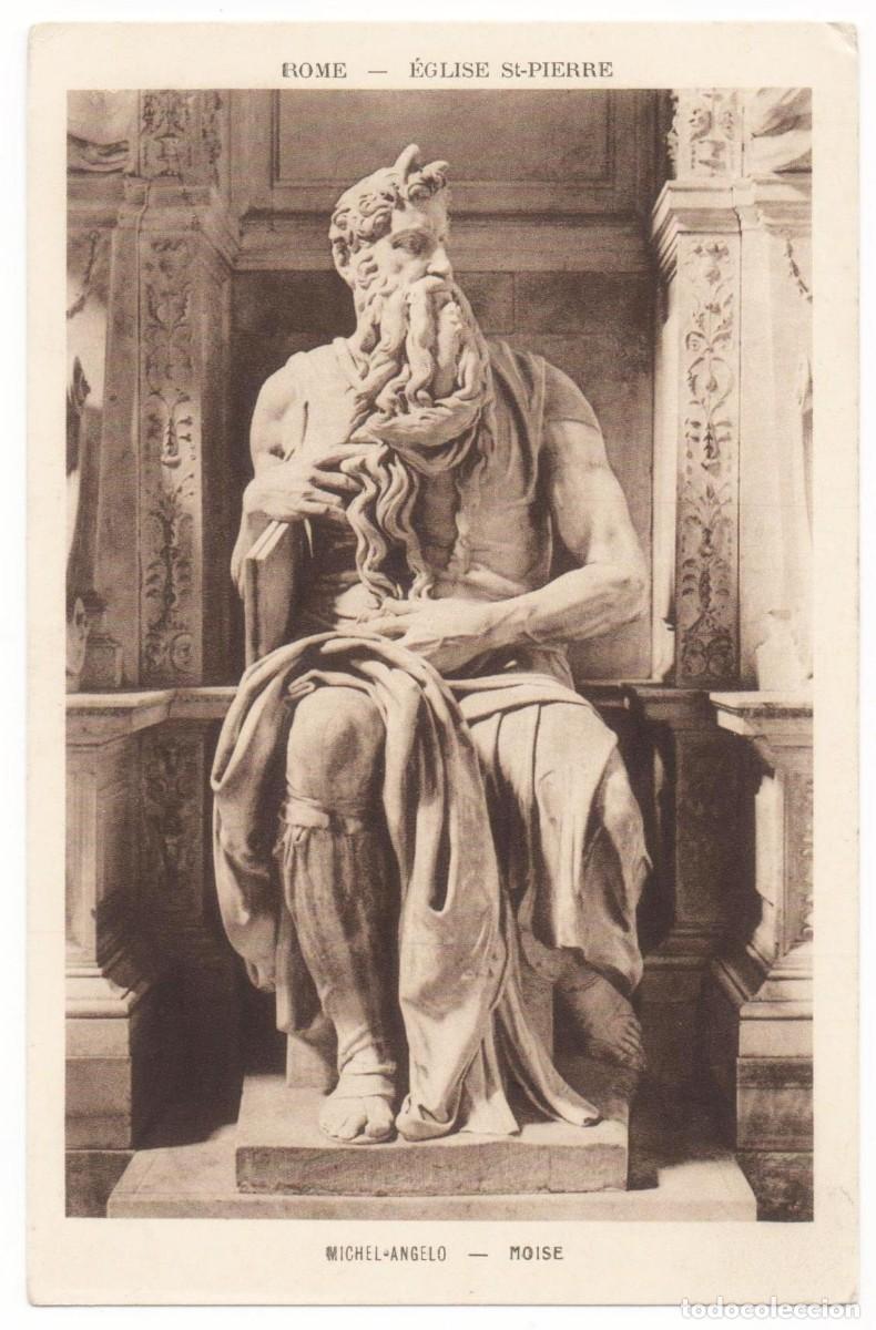 Cartoline: Postal principios del XX-Escultura- Mois&eacute;s-Miguel Angel-Roma-sin circular-