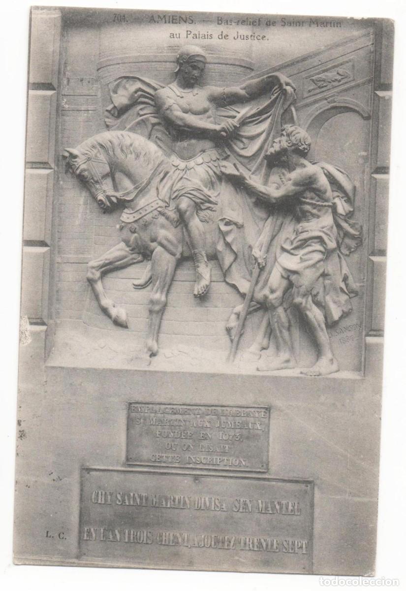 Postales: Postal principios del XX-Escultura-Amiens-Palacio de Justicia-Circulada-