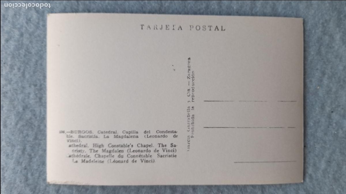 Postales: La Magdalena. Leonardo Da Vinci. - Foto 2