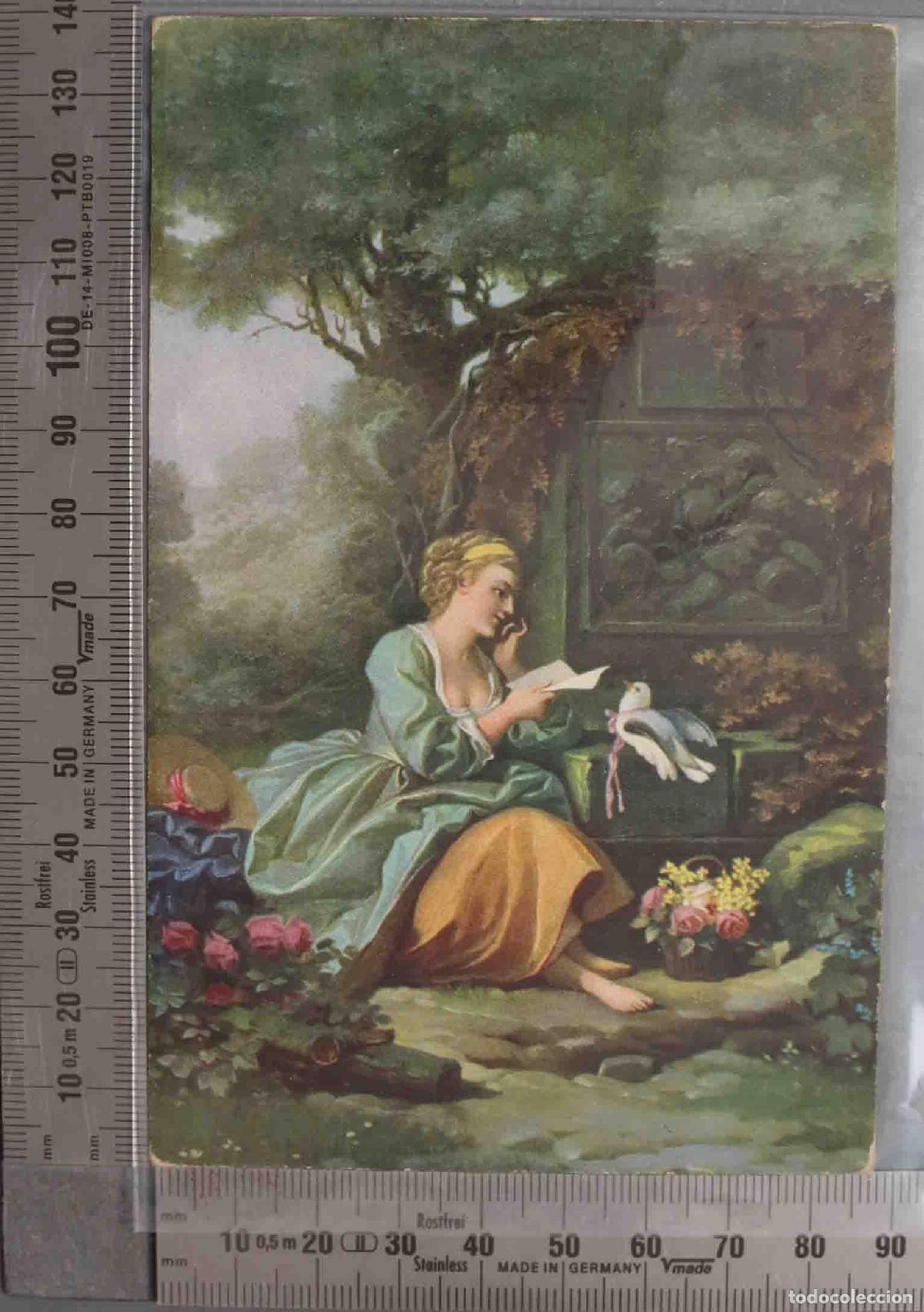 Cartes Postales: POSTAL. MUJER LEYENDO CARTA AMOR ILUSTRACION