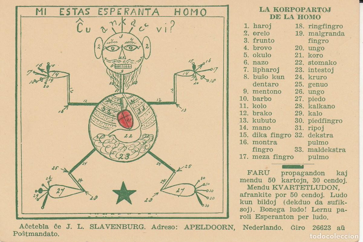 Postales: POSTAL ESPERANTO - VOCABULARIO