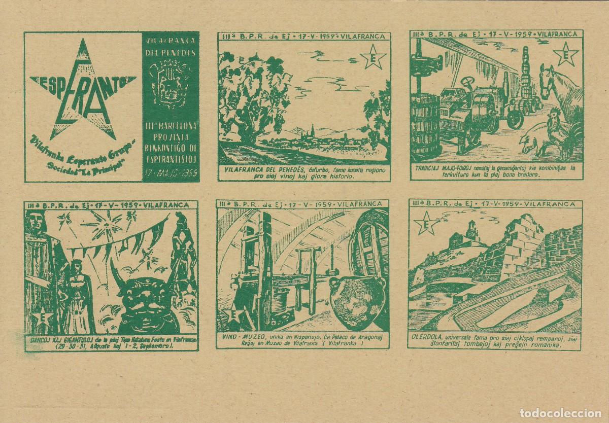 Postcards: POSTAL ESPERANTO -VILAFRANCA DEL PENED&Eacute;S - 1959 - PAPEL VERDOSO