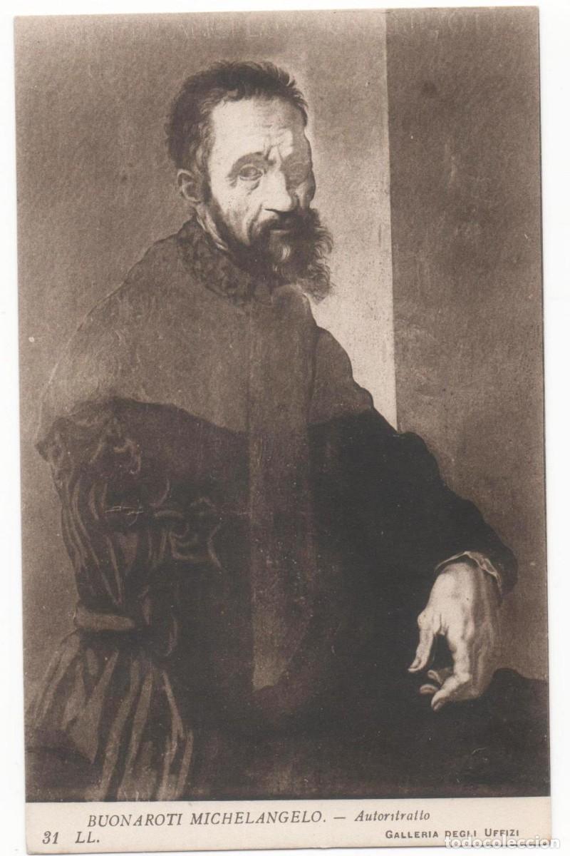 Postais: Postal principios del XX-Galer&iacute;a Uffizi- Miguel Angel-sin circular-