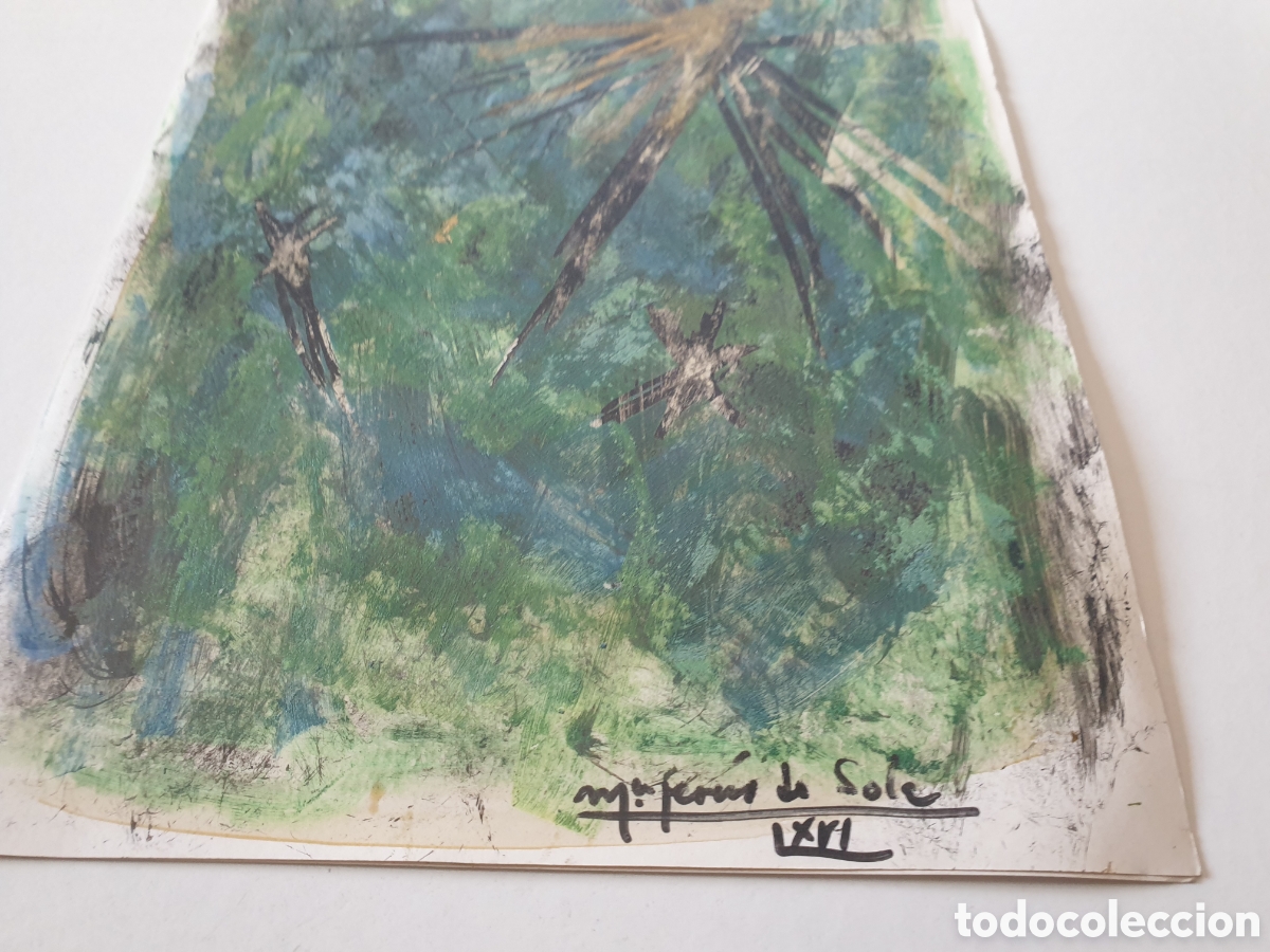 Cartes Postales: Postal dibujo de Mar&iacute;a Jes&uacute;s de Sola pintado y firmado a mano por la artista