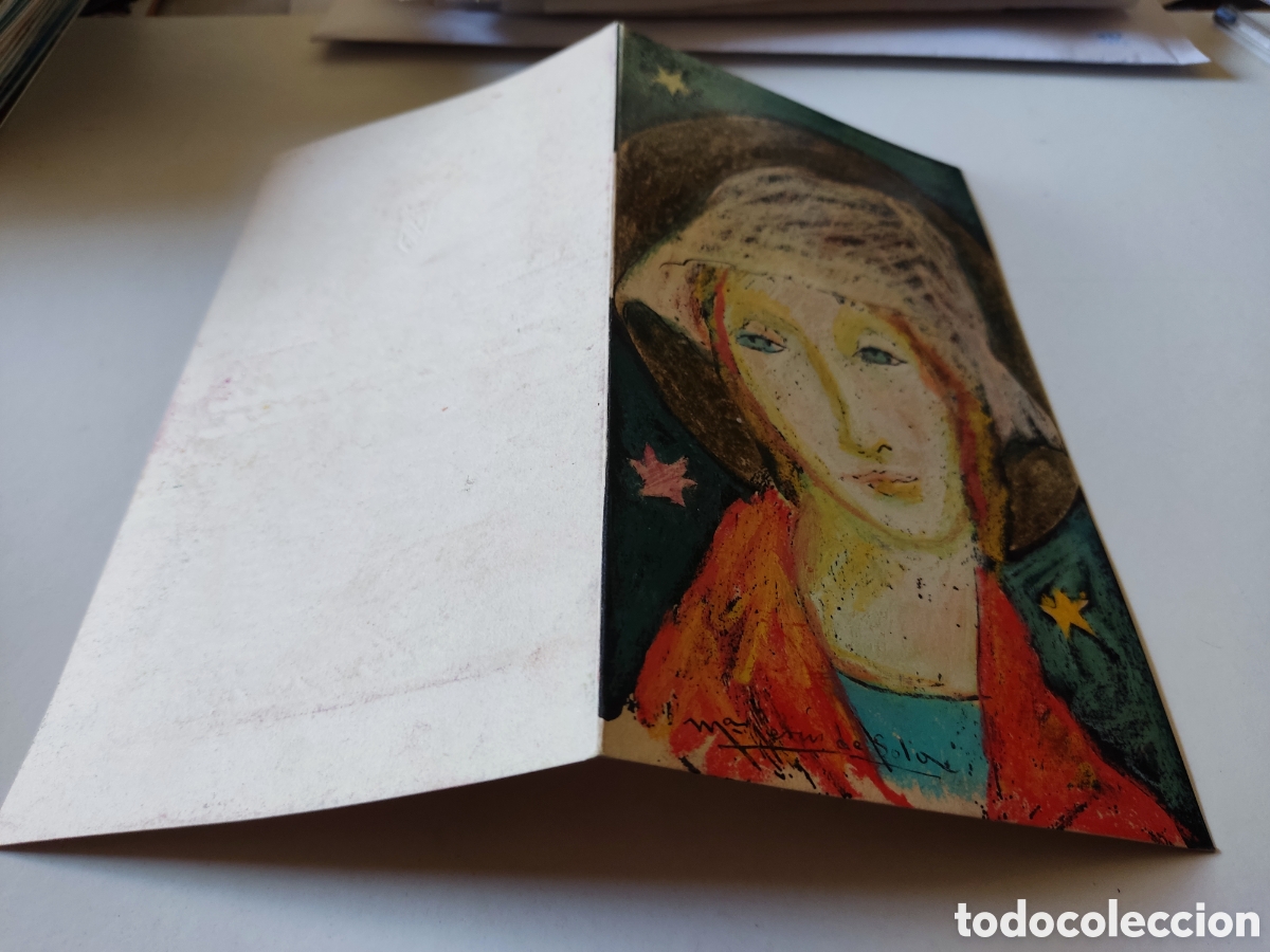 Cartes Postales: Postal dibujo de Mar&iacute;a Jes&uacute;s De Sola pintado y firmado a mano por la artista