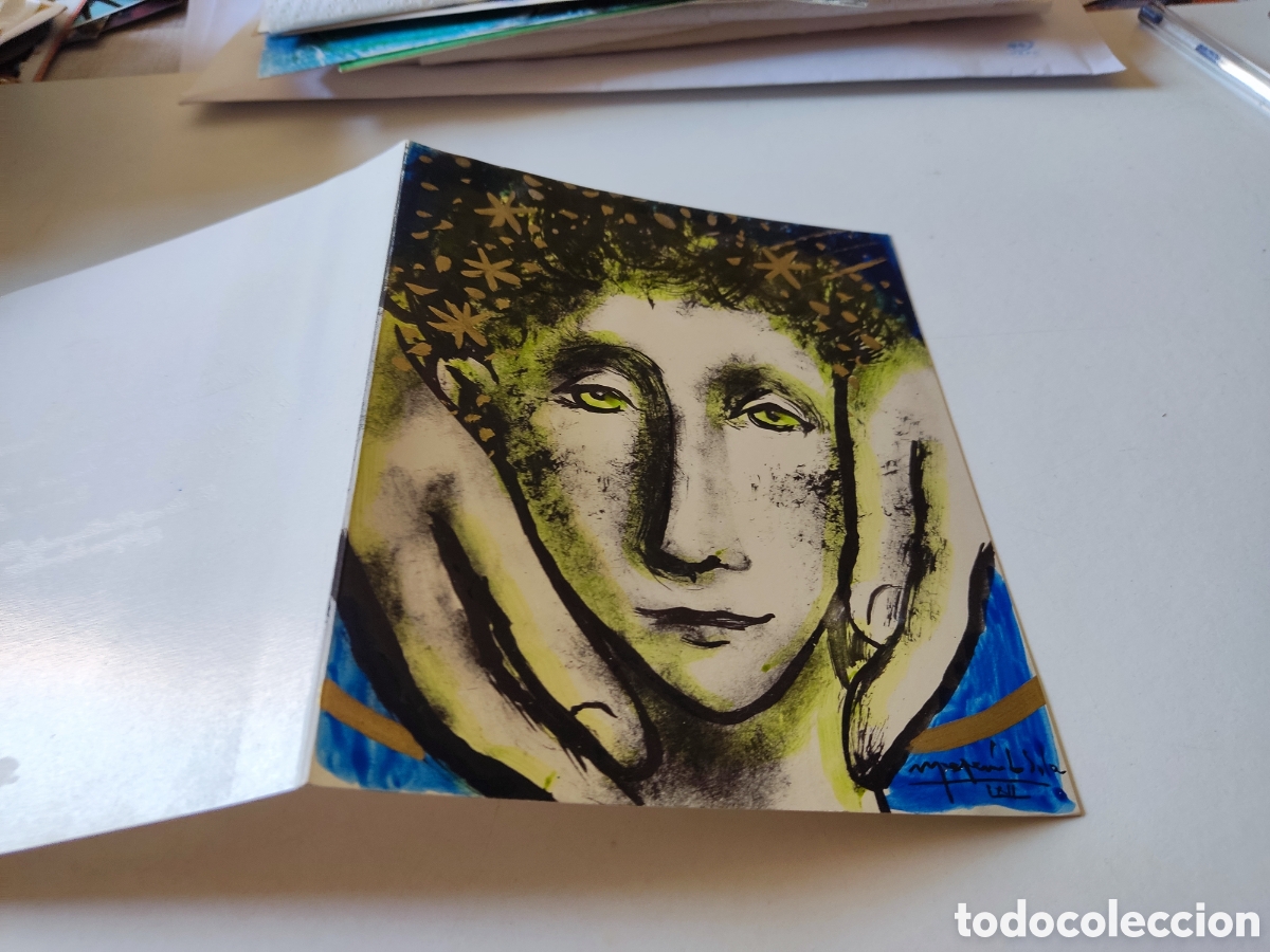Cartes Postales: Postal dibujo de Mar&iacute;a Jes&uacute;s De Sola,CREO que la aureola y estrellas pintadas a mano por la artista