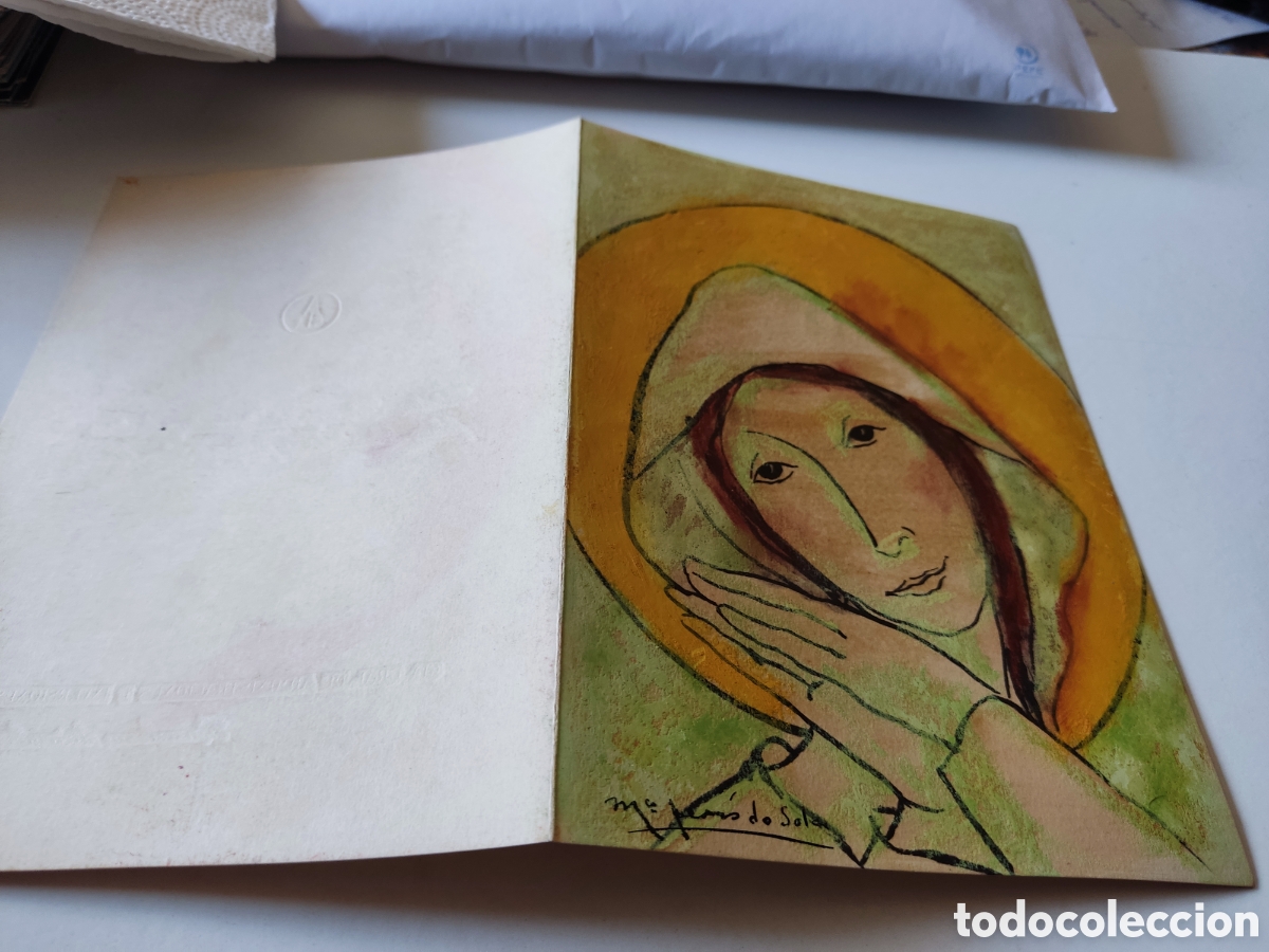 Postales: Postal dibujo de Mar&iacute;a Jes&uacute;s De Sola,CREO que pintado y firmado por la artista