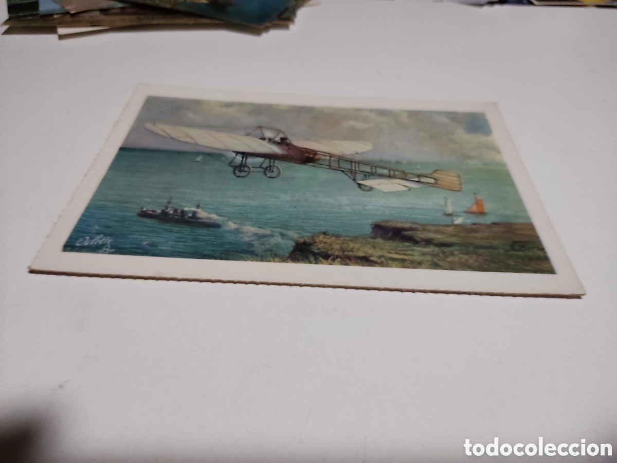 Postales: Postal dibujo barco avioneta