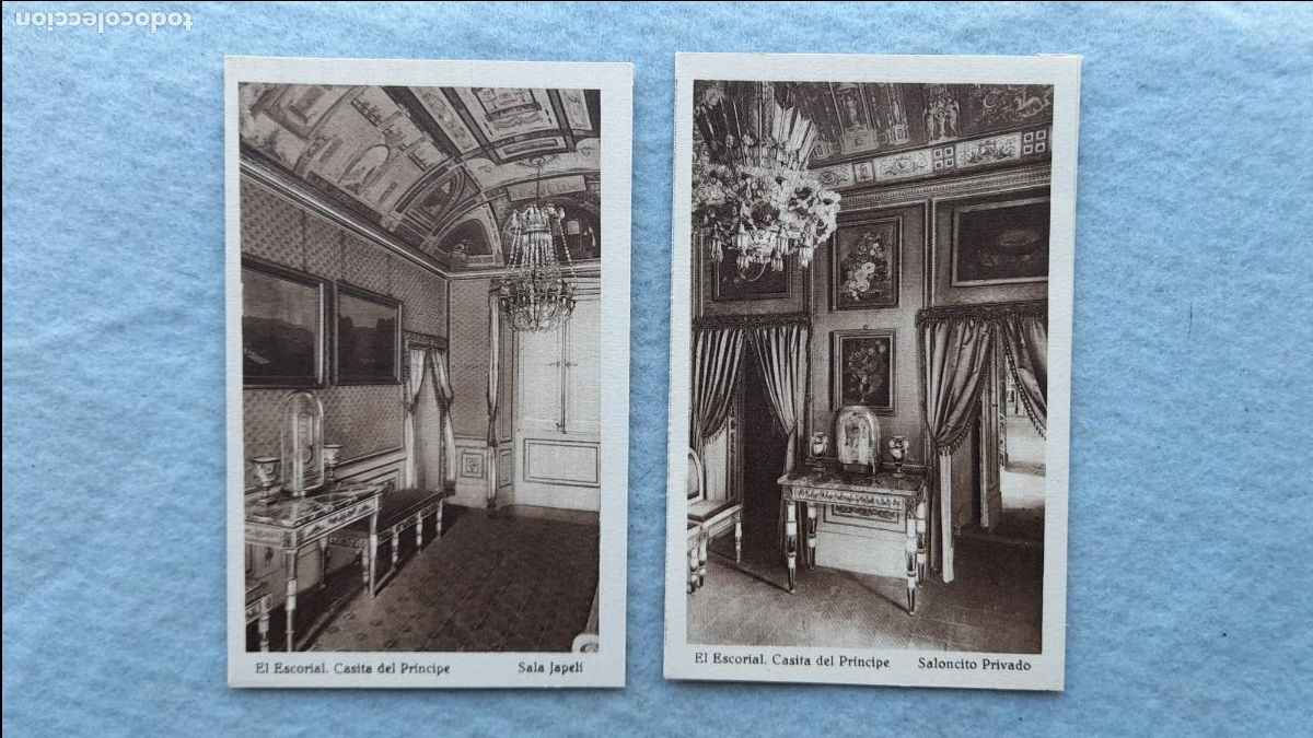 Postkarten: Lote de 2 Postales Antiguas Tem&aacute;tica de Arte. El Escorial. Casita del Pr&iacute;ncipe.
