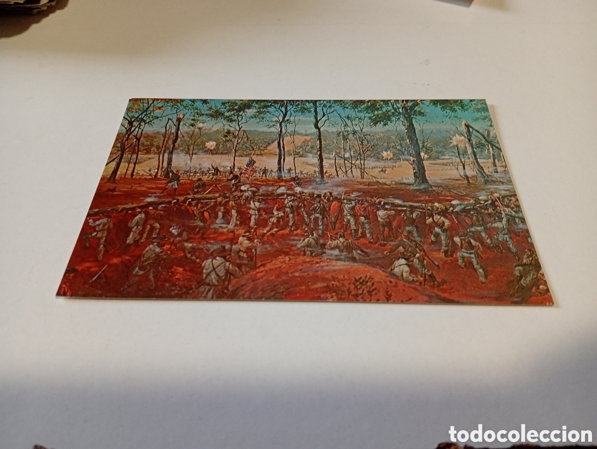 Postcards: Postal dibujo soldados confederados atrincherados, batalla Cheatham Hill